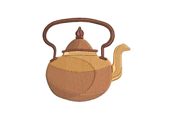 Antique Copper Teapot Embroidery Design