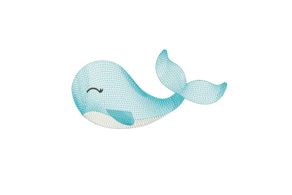 Blue Whale Embroidery Design