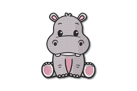 Hippo Embroidery Design