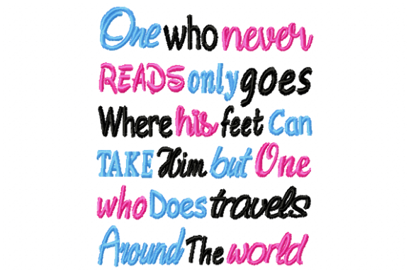 One Who Never Reads Embroidery Design