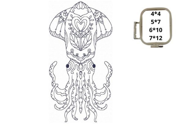 Squid: A Playful, Practical Line-Art Embroidery Design